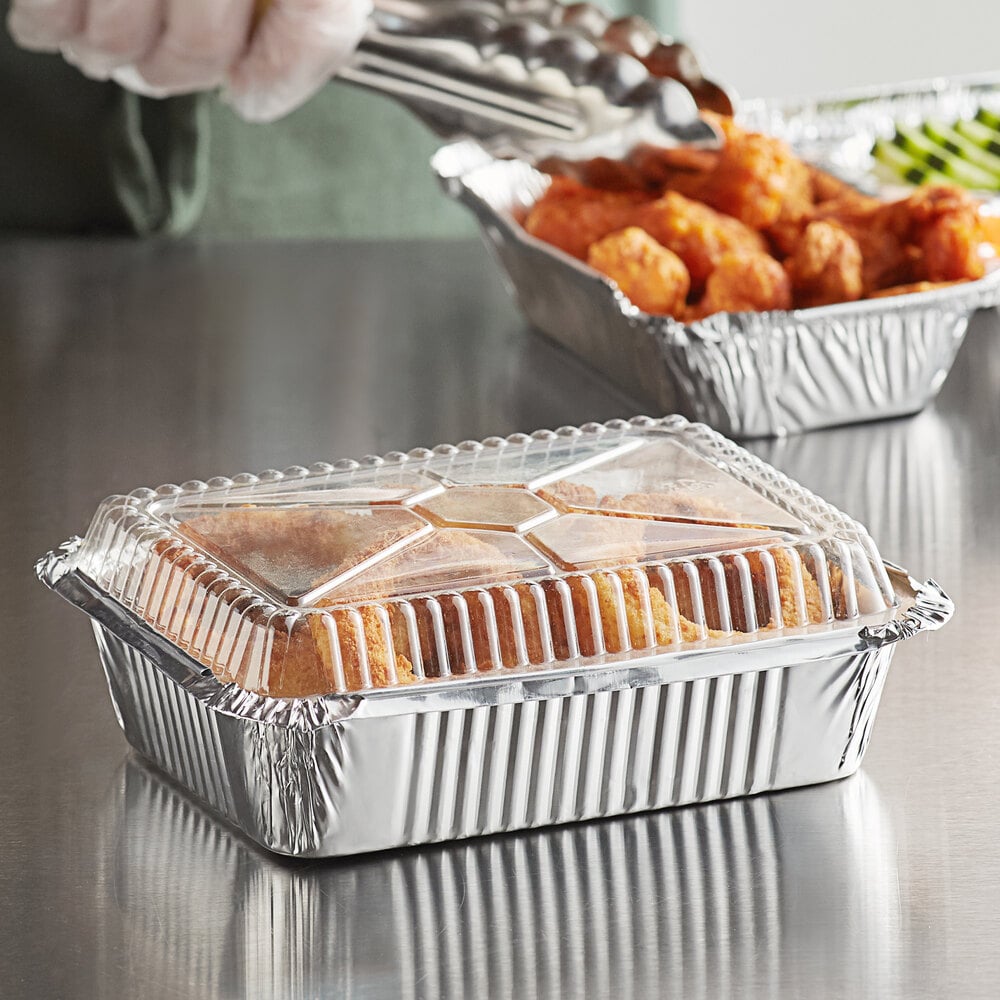 Choice 1.5 lb. Oblong Deep Foil Take-Out Container with Dome Lid - 250/Case