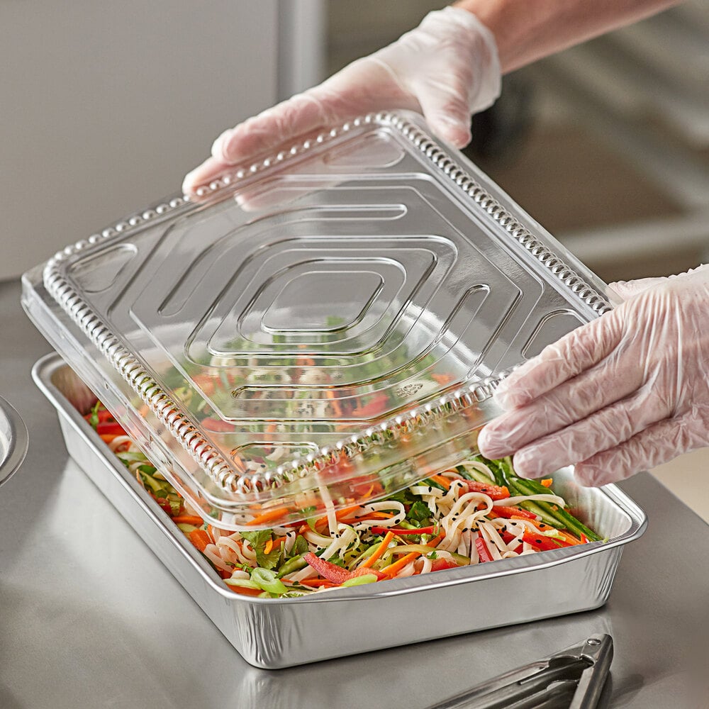 Choice 108 oz. Heavy Duty Smoothwall Foil Entree Pan with Dome Lid - 25/Case
