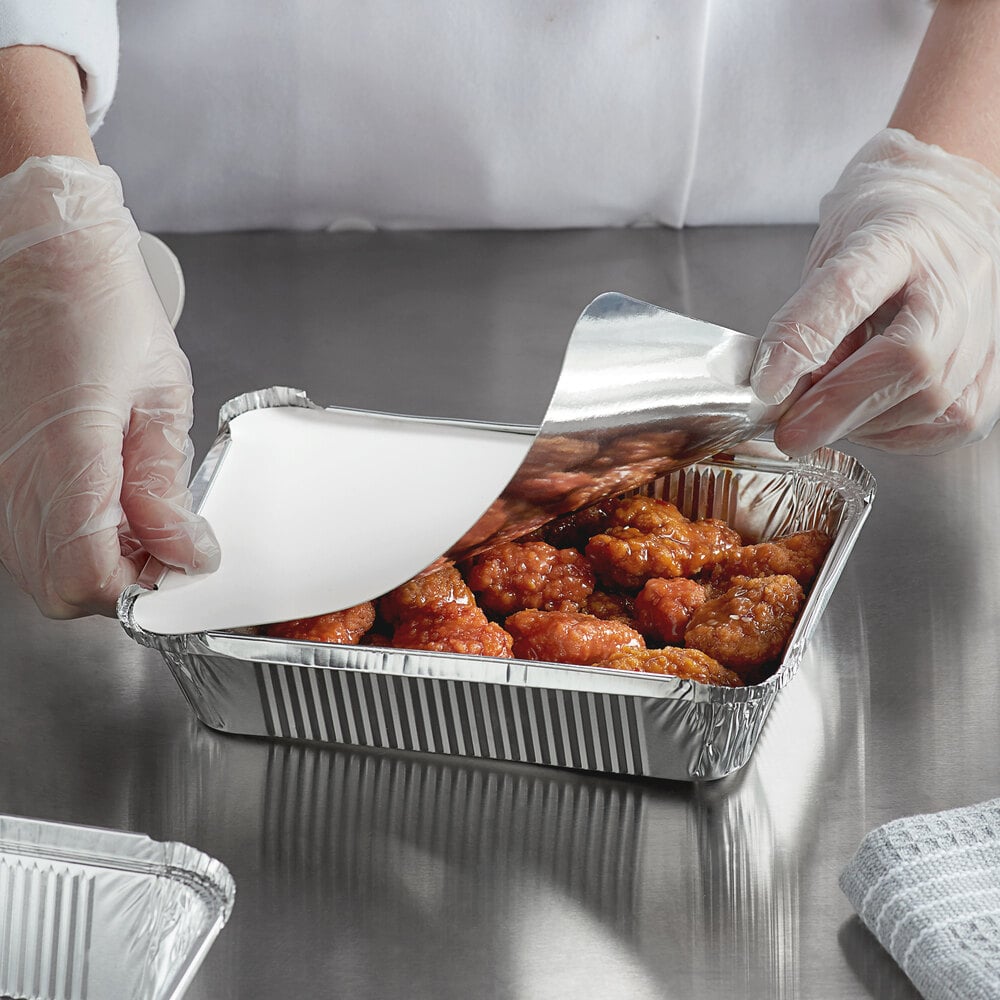 Choice 2.25 lb. Oblong Foil Take-Out Container with Board Lid - 250/Case