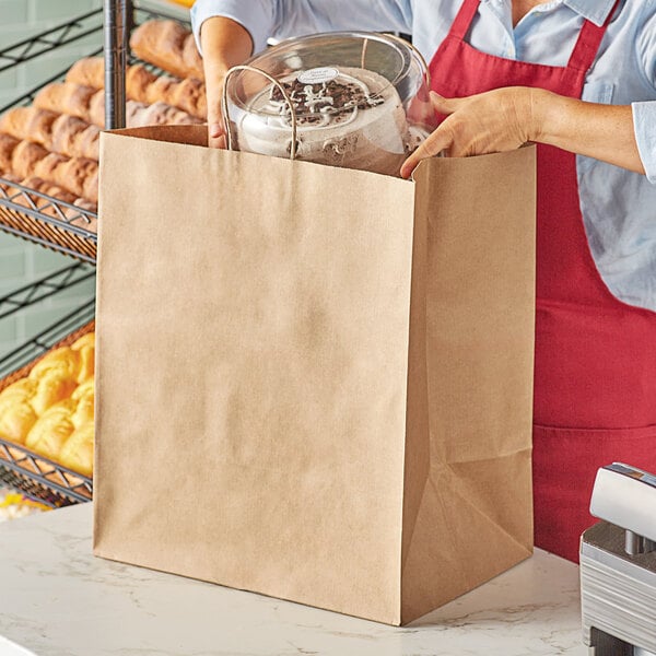 Duro Grande Natural Kraft Paper Shopping Bag with Handles 16" x 11" x 18 1/4" - 200/Bundle