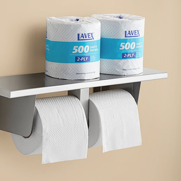 Lavex Individually-Wrapped 2-Ply Standard 500 Sheet Toilet Paper Roll - 96/Case