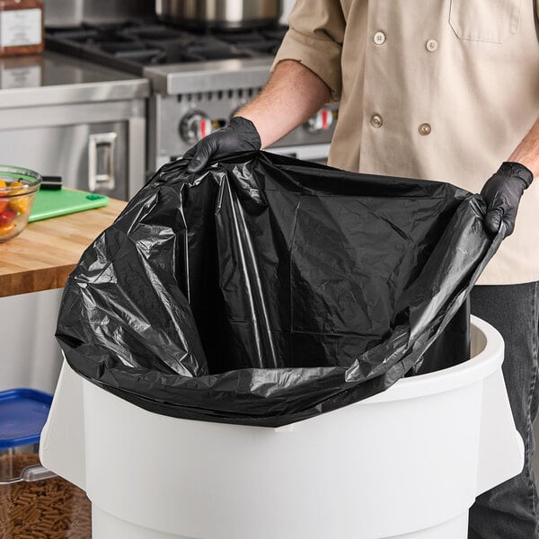 Lavex Li'l Herc 55-60 Gallon 1.2 Mil 38" x 58" Low-Density Black Trash Bag - 100/Case